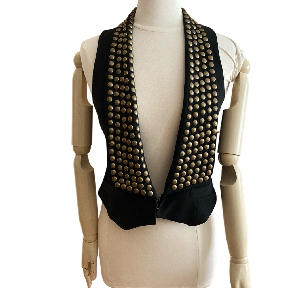 DREW | ‘Carrie’ Black Studded Vest Sleeveless Suit Jacket Sz M NWT